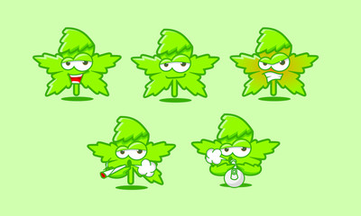 Obraz premium marijuana character mascot cartoon set 