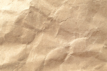Brown crumpled paper texture background.