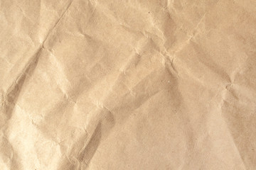 Brown crumpled paper texture background.