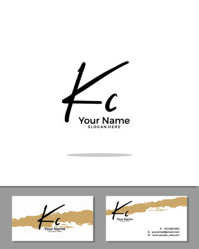 K C KC initial handwriting logo template vector.  signature logo concept