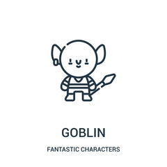 goblin icon vector from fantastic characters collection. Thin line goblin outline icon vector illustration. - obrazy, fototapety, plakaty