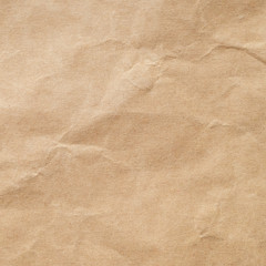 Brown crumpled paper texture background.