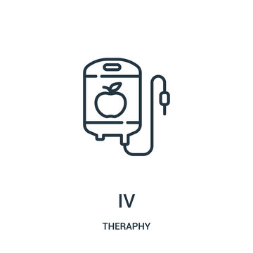 Iv Icon Vector From Theraphy Collection. Thin Line Iv Outline Icon Vector Illustration.