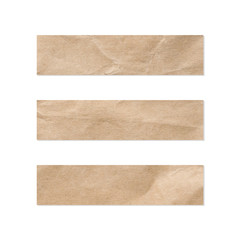 Paper tag set. Close up of a piece of note paper on white background. Piece of newspaper on white.