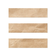 Paper tag set. Close up of a piece of note paper on white background. Piece of newspaper on white.