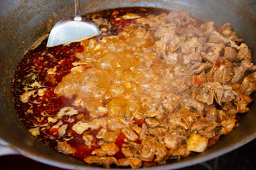 Beef curry Thai foods Delicious, Thai foods style at market Bangkok of Thailand.