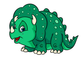 funny triceratops dinosaur animal character cartoon illustration isolated image 