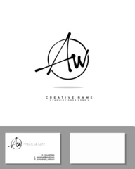 A W AW initial handwriting logo template vector.  signature logo concept - obrazy, fototapety, plakaty