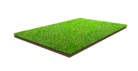 Green grass field isolated on white with clipping path. Sports field. Summer team games.