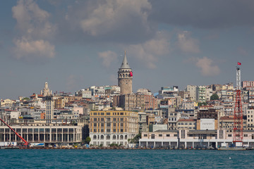 View of Golden Horn, Karakoy and the Galata Tower. Travel to Istanbul, Turkey