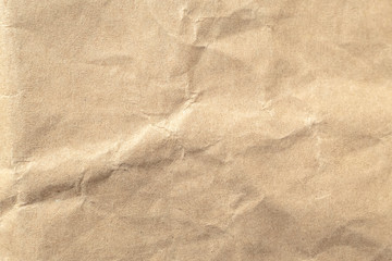 Brown crumpled paper texture background.