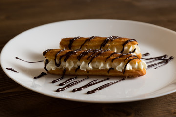 Eclairs with a delicate cream inside