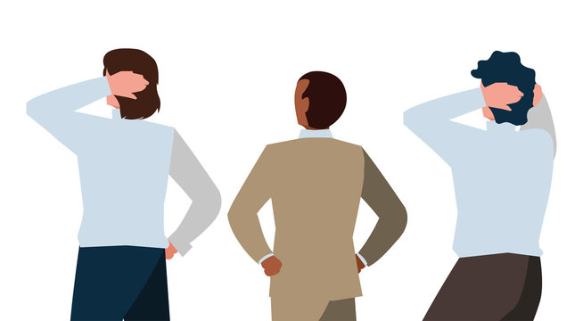 elegant businessmen with back possition characters