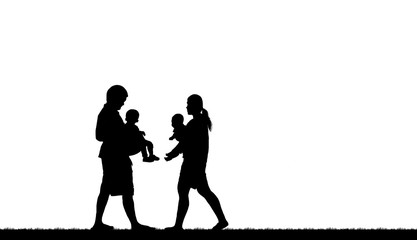 Naklejka premium silhouette happy family on white background