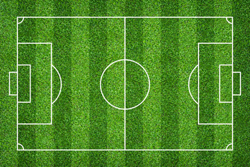 Football field or soccer field for background. Green lawn court for create game.