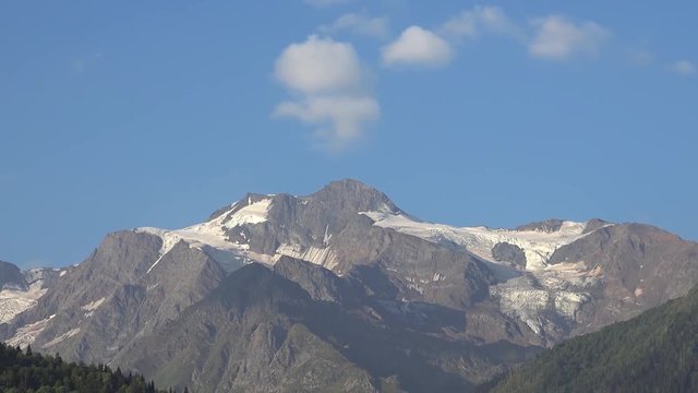 Time lapse view on sumit Laila. Mount Laila is located on Svaneti mountain range . Svaneti region of Georgia.