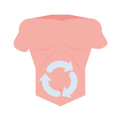 human torso with arrows around in the abdomen