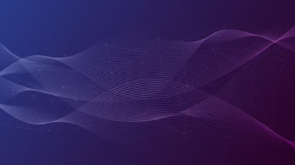 Blue purple background with abstract waves and trendy triangles