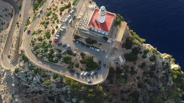Far De Formentor Lighthouse Palma De Mallorca drone shot