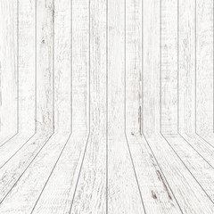 Vintage wood pattern texture in perspective view for background. Empty wooden room background.