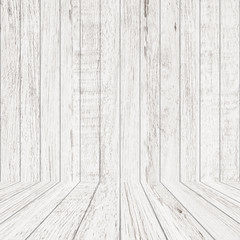 Vintage wood pattern texture in perspective view for background. Empty wooden room background.