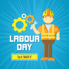 Labour day background design concept with worker illustration.