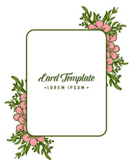 Vector illustration beautiful pink flower frame with template cards