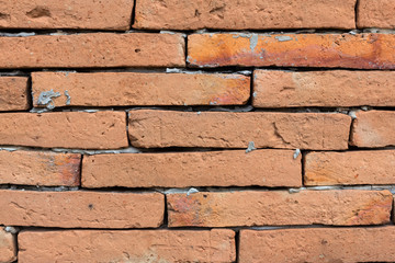 close up red or orange brick wall texture background