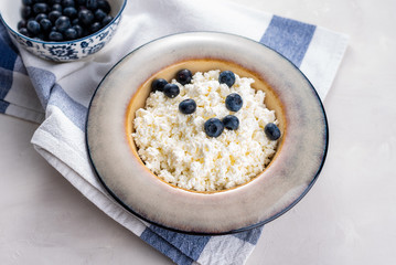 Cottage cheese with blueberries.