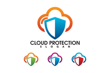 cloud security shield protection logo company design template element