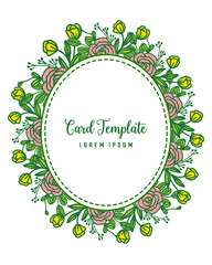 Vector illustration lettering of card template with frames flower yellow and pink blooms
