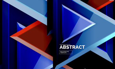 Tech futuristic geometric 3d shapes, minimal abstract background