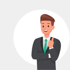 Businessman smile Thumb Up Like character vector design