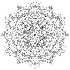 Mandala Intricate Patterns Black and White. Hand drawn abstract background. Decorative retro banner...