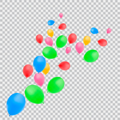 Realistic red balloon isolated on transparent background. Vector illustration.