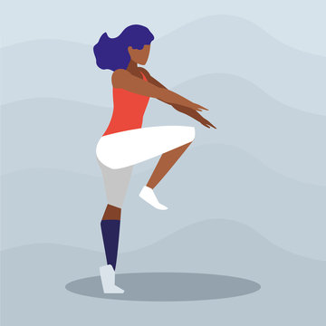 athletic black woman practicing exercises