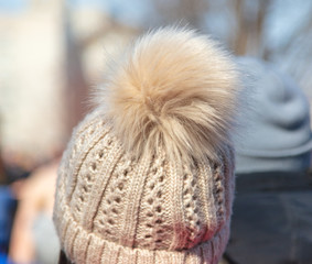 Fluffy fur on the girl’s hat