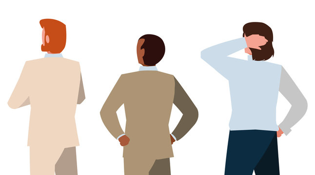 elegant businessmen with back possition characters