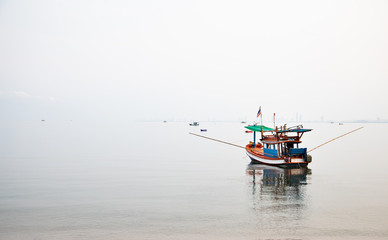 Ships in the white sea