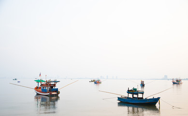 Ships in the white sea