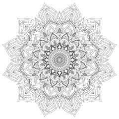 Mandala Intricate Patterns Black and White Good Mood. Flower Vintage decorative elements Oriental. Round ornament, mandala, ethnic decorative element, boho style, zentangle.