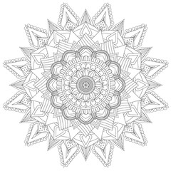 Mandala Intricate Patterns Black and White Good Mood. Flower Vintage decorative elements Oriental. Round ornament, mandala, ethnic decorative element, boho style, zentangle.