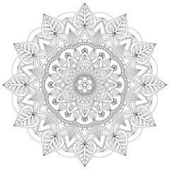 Mandala Intricate Patterns Black and White Good Mood. Flower Vintage decorative elements Oriental. Round ornament, mandala, ethnic decorative element, boho style, zentangle.