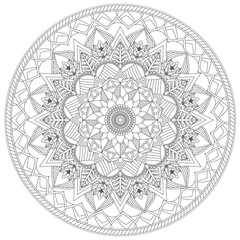 Mandala Intricate Patterns Black and White Good Mood. Flower Vintage decorative elements Oriental. Round ornament, mandala, ethnic decorative element, boho style, zentangle.