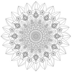 Mandala Intricate Patterns Black and White Good Mood. Flower Vintage decorative elements Oriental. Round ornament, mandala, ethnic decorative element, boho style, zentangle.
