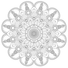 Mandala Intricate Patterns Black and White Good Mood. Flower Vintage decorative elements Oriental. Round ornament, mandala, ethnic decorative element, boho style, zentangle.