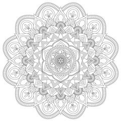 Mandala Intricate Patterns Black and White Good Mood. Flower Vintage decorative elements Oriental. Round ornament, mandala, ethnic decorative element, boho style, zentangle.