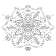 Mandala Intricate Patterns Black and White Good Mood. Flower Vintage decorative elements Oriental. Round ornament, mandala, ethnic decorative element, boho style, zentangle.