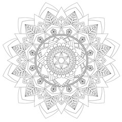 Mandala Intricate Patterns Black and White Good Mood. Flower Vintage decorative elements Oriental. Round ornament, mandala, ethnic decorative element, boho style, zentangle.