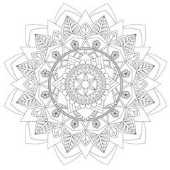 Mandala Intricate Patterns Black and White Good Mood. Flower Vintage decorative elements Oriental. Round ornament, mandala, ethnic decorative element, boho style, zentangle.